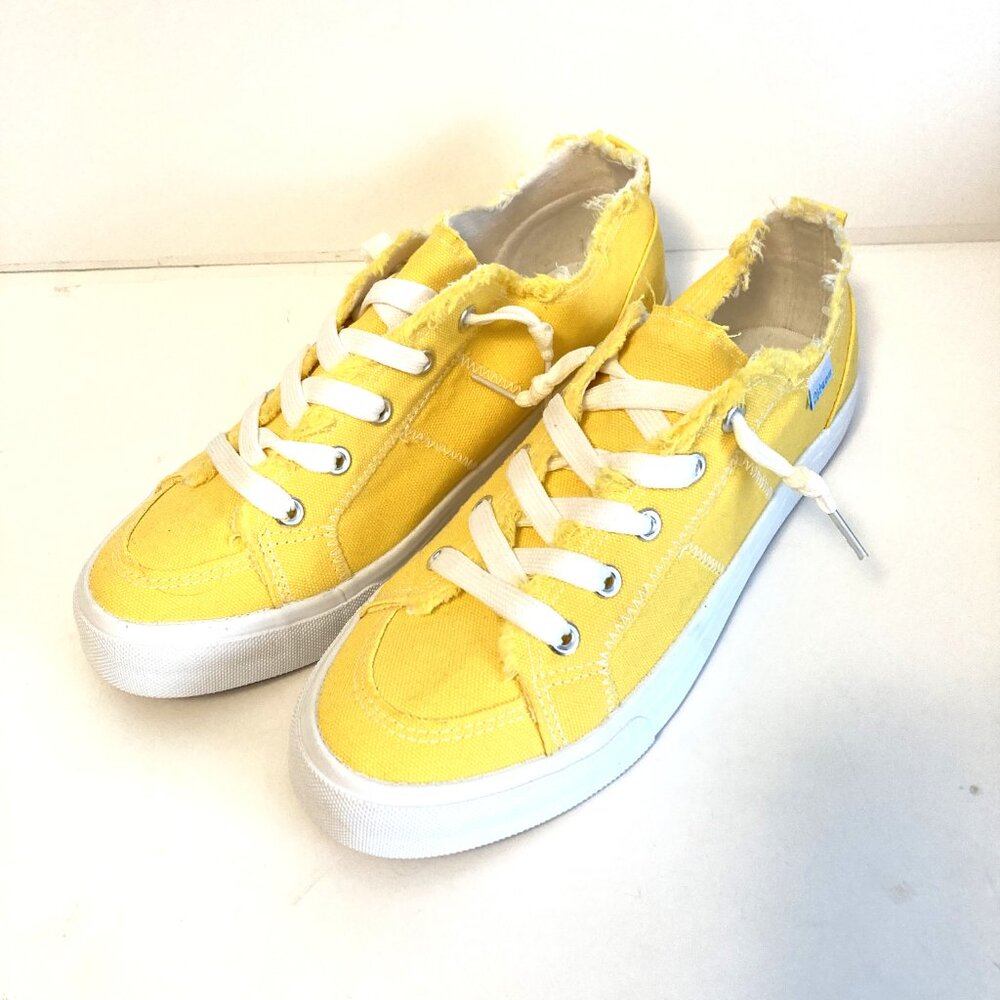 Casual Yellow Canvas Sneakers/Raw Edge Detail/Size 9
